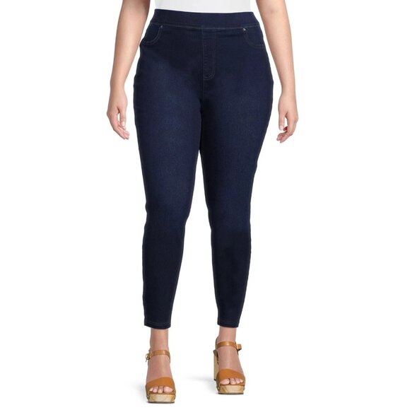 Terra & Sky Women's Plus Size Jeggings, 28" Inseam, Size 0X(14W), Skinny, Blue - Picture 1 of 5